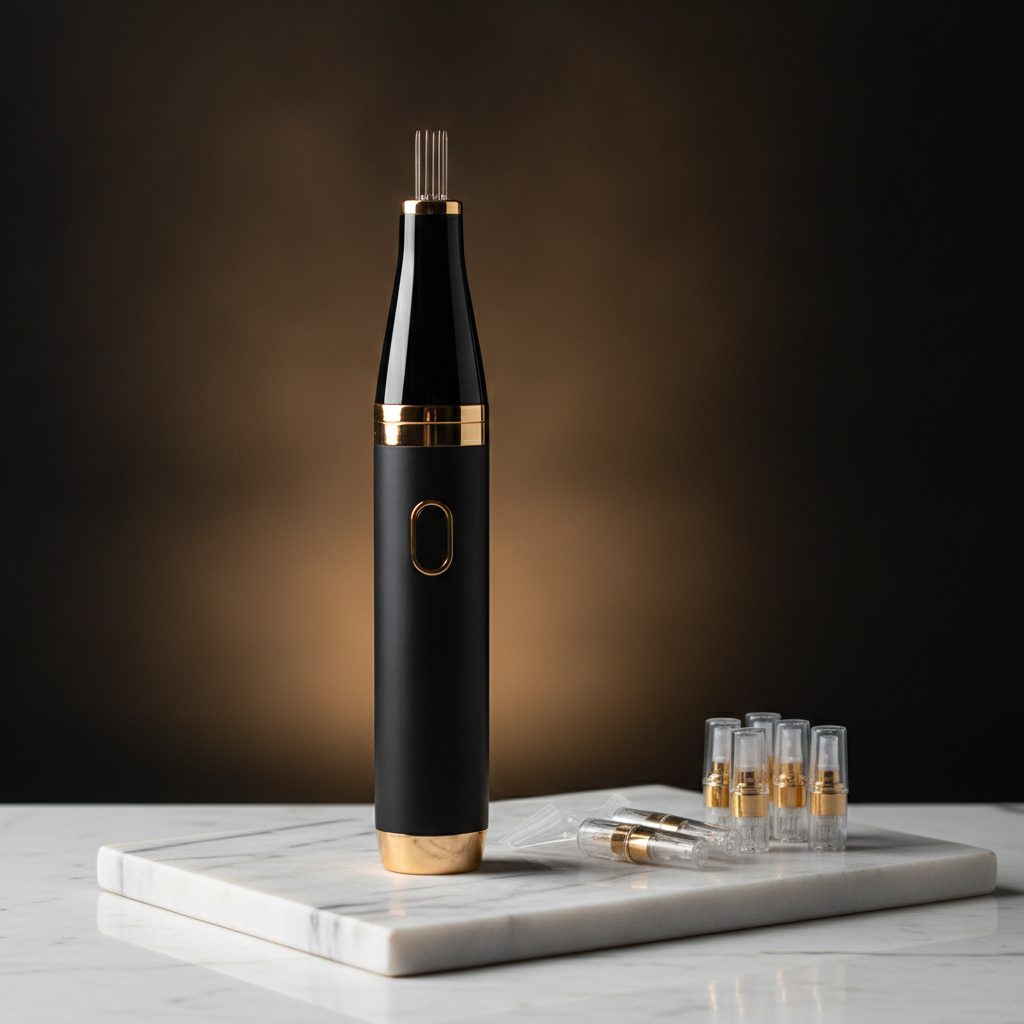 Professional cordless microneedling pen with cartridges